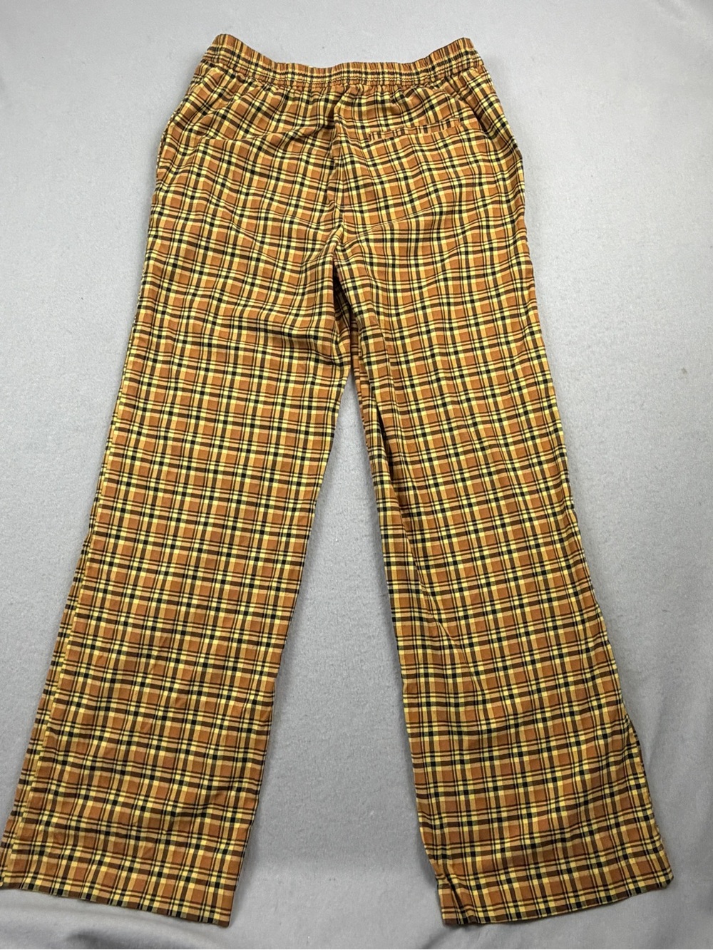 Urban Outfitters Colette Wide Leg Plaid Pants Yellow Brown Size M Pull On - Picture 9 of 9